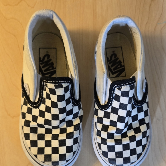 Vans Kids Checkered Slip-On Shoes - Black and White - Picture 1 of 4